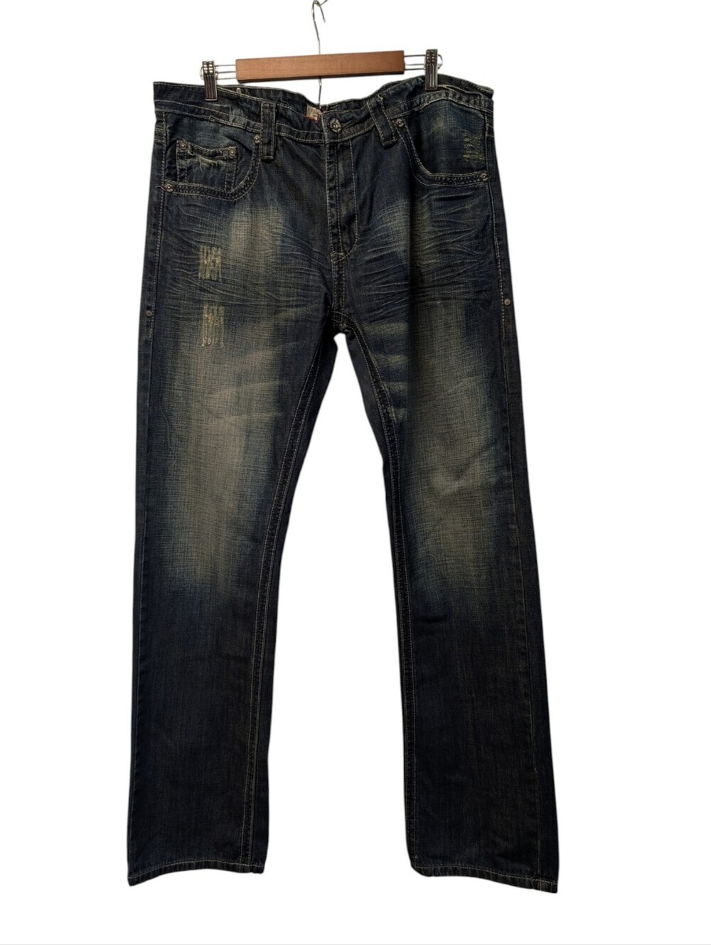 Antique Rivet Mens 38x34 Straight Leg Jeans Distressed Y2K Skater Grunge